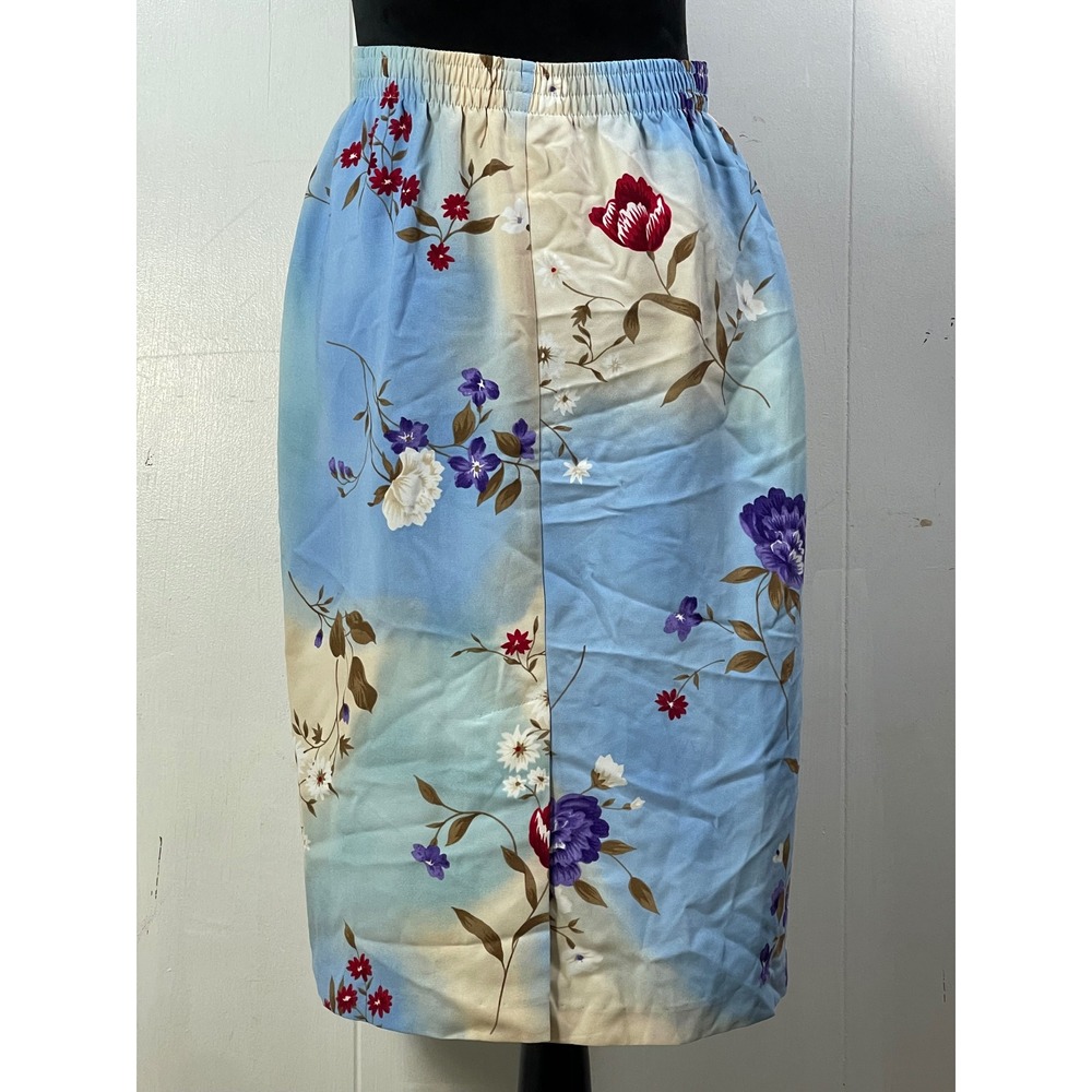 Vintage Style Floral Midi Skirt Elastic Waist Plus Size 1X coastal grandmacore - Picture 4 of 9